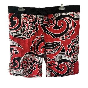 Hamakua NWT Hawaiian Tribal Polynesian Hook And Loop Board Surf Shorts 36